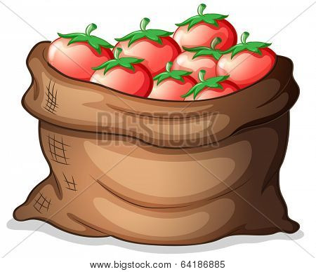 Illustration of a sack of tomatoes on a white background