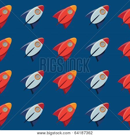 Space toy rocket abstract seamless vector pattern