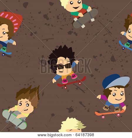 Skaters seamless pattern