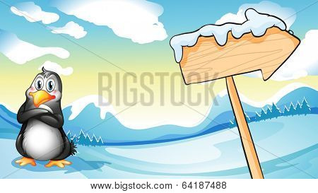 Illustration of a penguin beside the empty arrowboard
