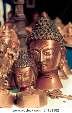 Lord Buddha Metallic Sculpture, Vintage