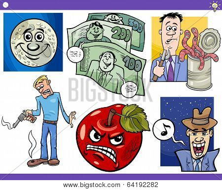 Cartoon Concepts And Sayings Set