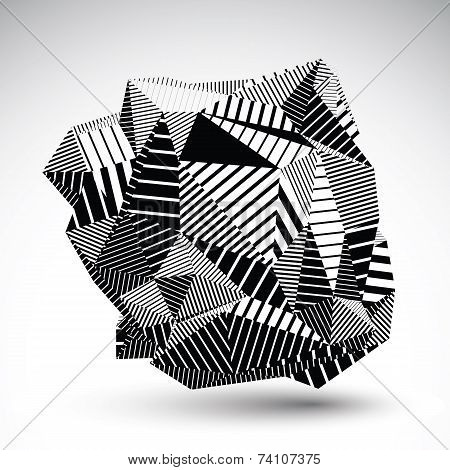 Decorative Complicated Unusual Eps8 Figure Constructed From Triangles With Parallel Black Lines.