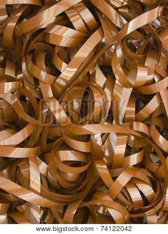 Magnetic tape, close-up, music background