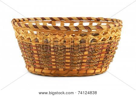 Empty wood basket, isolated on white background