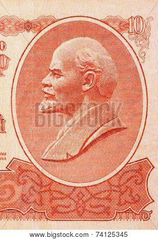 Portrait of Lenin on soviet currency, abstract money background