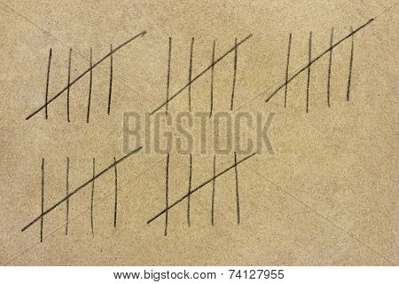 Stone prison wall and numbers, abstract background