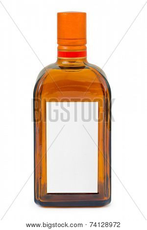 Bottle with blank label isolated on white background