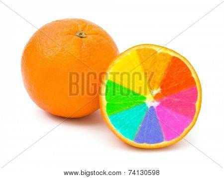 Multicolored orange fruits isolated on white background