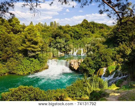 Waterfall KRKA in Croatia - nature travel background
