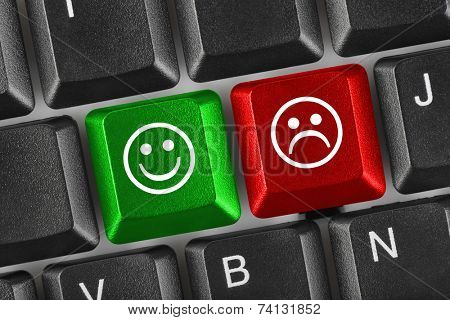 Computer keyboard with two smile keys - internet concept