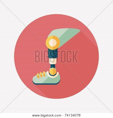 Prosthetic Leg Flat Icon With Long Shadow