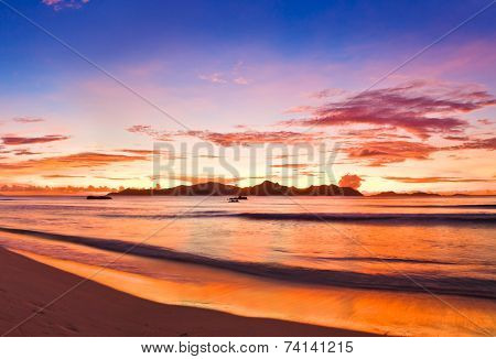 Tropical island at sunset - nature background