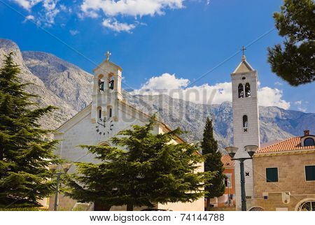 Old church at Baska Voda, Croatia - architecture background