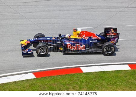 SEPANG, MALAYSIA - APRIL 8: Sebastian Vettel (team Red Bull Racing) at first practice at the Formula 1 GP on April 8 2011 in Sepang, Malaysia