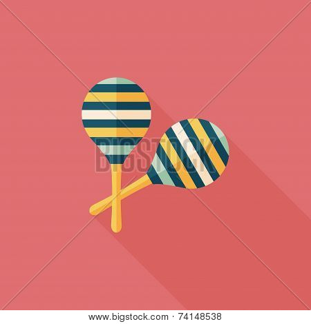 Wooden Rattle Flat Icon With Long Shadow,eps10