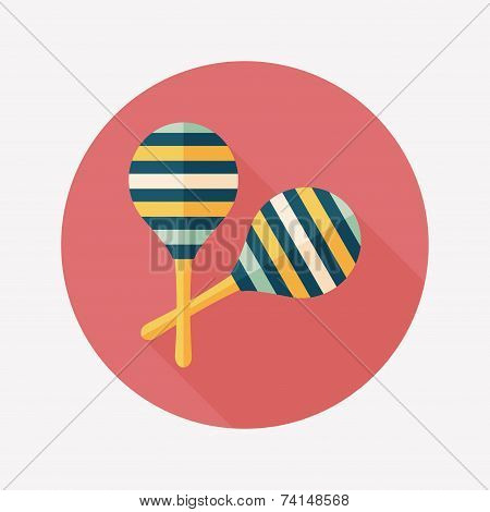 Wooden Rattle Flat Icon With Long Shadow,eps10