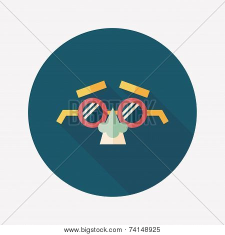 Party Mask Flat Icon With Long Shadow,eps10
