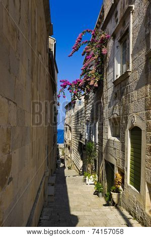 Street at Corcula, Croatia - architecture background