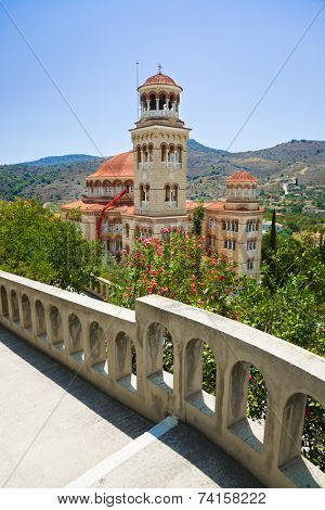 Church Agios Nectarios on island Aegina, Greece - religion background