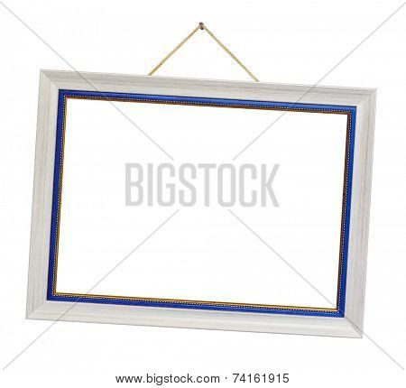 Retro frame at string isolated on white background