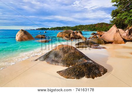 Beach Anse Lazio at Seychelles - nature background