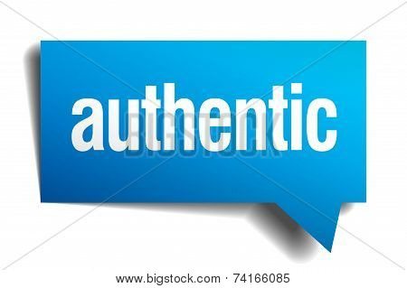 Authentic Blue 3D Realistic Paper Speech Bubble