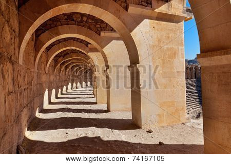 Old amphitheater Aspendos in Antalya, Turkey - archaeology background