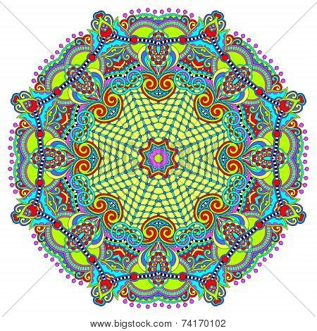 Circle lace ornament, round ornamental geometric doily pattern