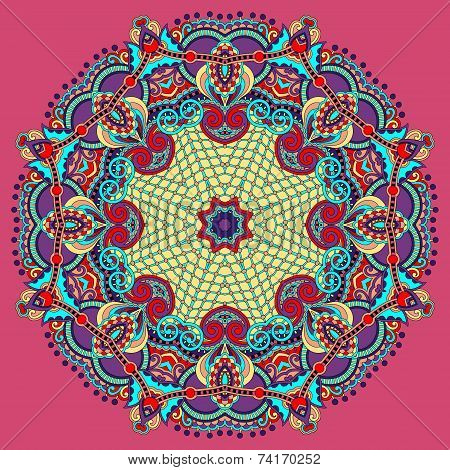 Circle lace ornament, round ornamental geometric doily pattern