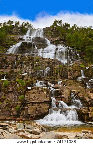 Tvinde fossen Waterfall - Voss Norway - nature and travel background