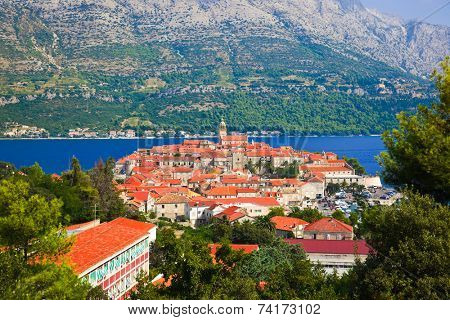 Town Korcula in Croatia - travel background