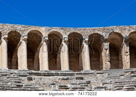 Old amphitheater Aspendos in Antalya, Turkey - archaeology background