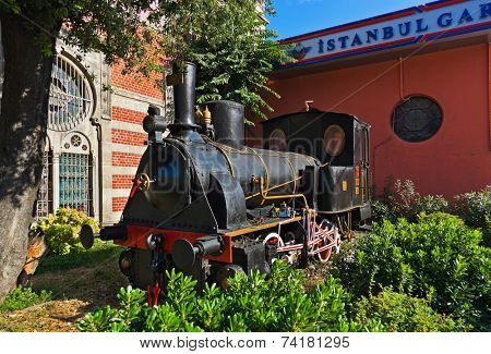 Statue of orient express at Istanbul - Turkey travel transportation background