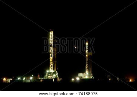Oil Drilling At Night