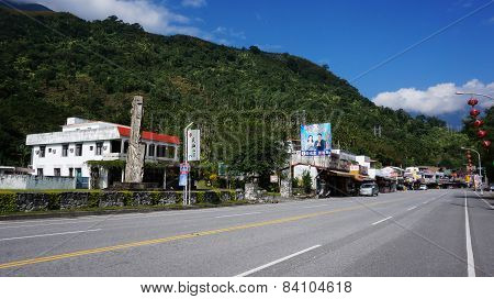 Street View Of A Rural Village Located In Hualien, Taiwan