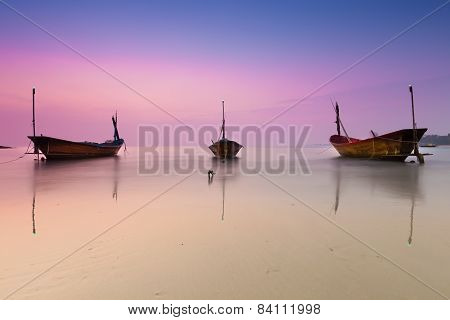 Thai fishing boat in twilight time.