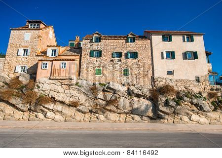Ancient buildings facades in Croatia