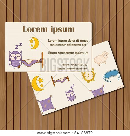 Template for booklet or card with hand drawn sleep objects