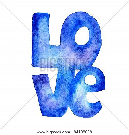 Hand drawn watercolor word LOVE (vector).
