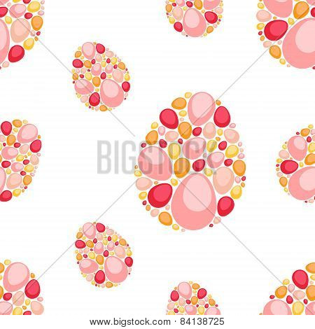 Seamless pattern of easter cute mosaic colorful eggs on white background