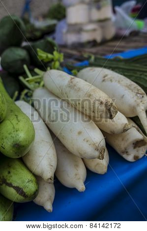 Street Market Morning Thai Vegetable Raw Food Concept
