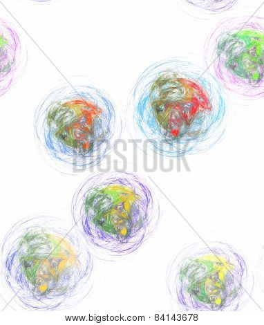 Colored Plasmatic Motif On White , Seamless Pattern