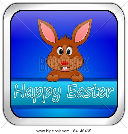 Easter bunny wishing happy easter button