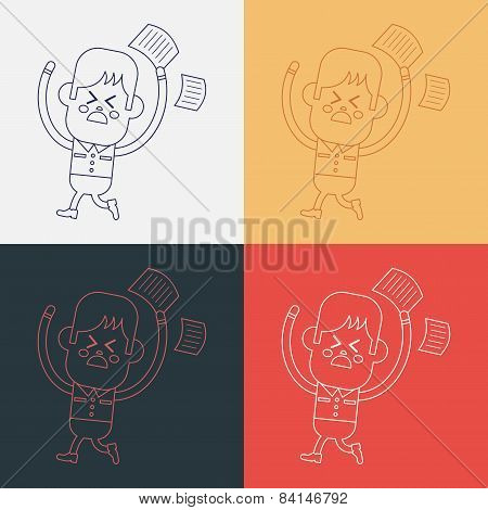 Character Illustration Design. Boy Feeling Annoyed Cartoon,eps
