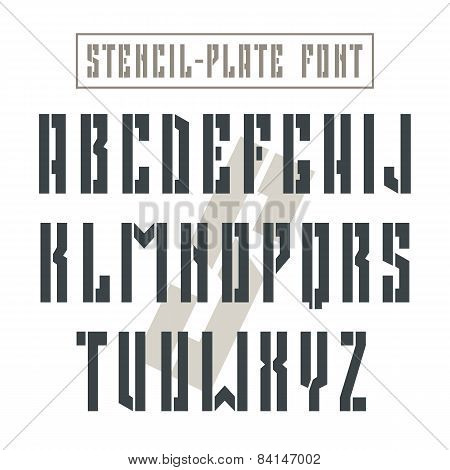 Bold Stencil-plate Sans Serif Font In Military Style