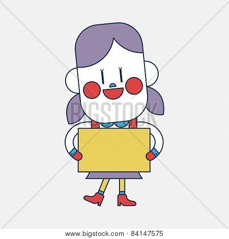 Character Illustration Design. Girl Delivering The Speech Cartoon,
