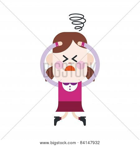 Character Illustration Design. Girl Confused Cartoon,