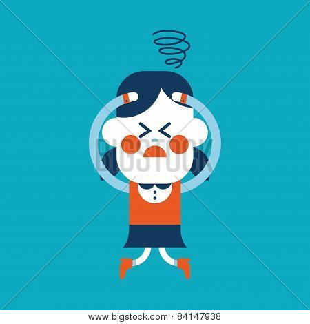 Character Illustration Design. Girl Confused Cartoon,