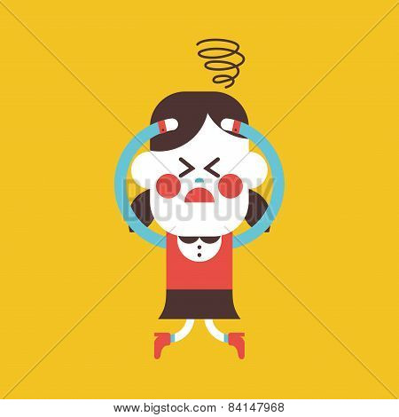 Character Illustration Design. Girl Confused Cartoon,eps